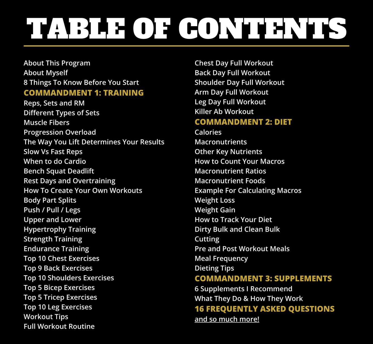 Training, Diet and Supplements: Full eBook